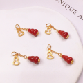 wholesale S925 silver gold-plated natural southern red agate bow knot gourd barrel bead pendant accessory bracelet string DIY semi-finished product-0-12