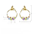 wholesale S925 Silver Secret Garden Designer High-End Natural Gemstone Earrings, Chinese Style Colored Gemstone Ear Studs Earrings-0-0