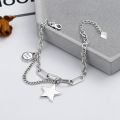 wholesale S925 Sterling Silver Korean-style Chain Linked Star Tassel Charm Goodluck Bracelet-0-1