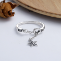 wholesale S925 Sterling Silver Retro Chain Adjustable Pentagram Pendant Tassel Ins Minimalist Style Index Finger Ring-0-1