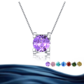 wholesale S925 Sterling Silver Four-Prong Round Moissanite Necklace for Women Pendant Light Luxury Choker Chain Jewelry-0-5