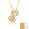 wholesale 925 Silver Plated with 18K Gold, Cross-Border Europe and America New Letter Pendant Necklace, Fashion-Forward Versatile Moissanite Chain-0-49