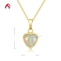 wholesale S925 Silver INS Style Heart-Shaped Opal OPAL Pendant White Opal Jewelry Necklace Pendant-0-4