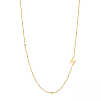 wholesale S925 Sterling Silver Zircon-studded Letter Women's Choker Necklace, Ins Minimalist 26-letter Design-Gold-H 925 Silver