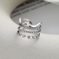 wholesale S925 Sterling Silver Retro Punk Multi-Layer Multi-Element Niche Design Street Open Adjustable Ring Unisex-0-1