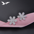 wholesale S925 Sterling Silver Zircon Cross-Border Minimalist Style Women's Fashion Earrings, Floral Diamond-Studded Earrings for Women-0-0