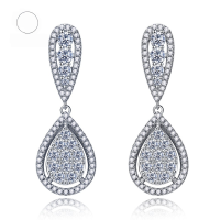 wholesale Metal material first Mu Jing Jewelry new European and American luxury set pear-shaped teardrop earrings ear studs for women,-E006 Water Drop 925 Silver