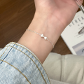 wholesale S925 Sterling Silver Fresh and Sweet Bow Bracelet with Brushed Finish for Sweet Girls' Commute Accessories S6944-0-0