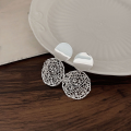 wholesale S925 Sterling Silver Circle Knitted Mesh Ear Studs Women Korean Ins Trendy New Style Versatile Must-Have High-End Earrings-0-4