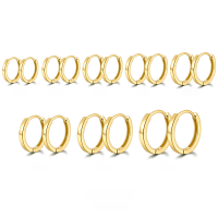 wholesale 925 Sterling Silver Earrings Minimalist Hoop Light Surface Luxury High-end Sense Unisex Earrings for Women and Men-Gold (6mm inside and 9mm outside)