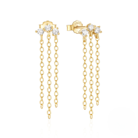wholesale S925 Sterling Silver Rhinestone-studded Tassel Chain Earrings, Light Luxury Fashion Earrings-Gold 925 silver