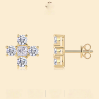 wholesale 925 Silver Gold Simple Moissanite Cross Earrings for Women, Small Minimalist Design, High-End Feel, Hypoallergenic-10 Moissanite