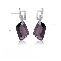 wholesale S925 Silver luxurious high-end natural smoky quartz earrings with a fashionable design, irregularly shaped large carat natural gemstone earrings-Natural Smoky Quartz >925 Silver