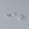 wholesale S925 Sterling Silver Minimalist Line Five-Petal Flower Stud Earrings with Spiral Design M04865-0-2