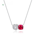 wholesale S925 Silver Rose Cultivation Ruby Necklace for Women, New European and American Light Luxury Style, with Colorful Gemstone Inlay, Collarbone Chain, Available for Wholesale from Manufacturers-0-0