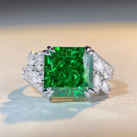 wholesale S925 Sterling Silver Emerald Ring for Women with High Carbon Diamond Zircon Radiant Full Diamond Cross-Border TikTok Live Ring-Pink Diamond-CBJZ092>No. 5