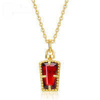 wholesale S925 Sterling Silver Japanese Retro Perfume Bottle Necklace with Double-Sided Pomegranate Red Pendant, Versatile Choker for Wholesale-Garnet (without chain)  925 silver