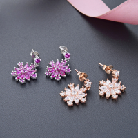 wholesale S925 Sterling Silver Cross-Border Creative Minimalist Rose Gold Plated Zircon Short Drop Earrings Korean Style Fashion Elegant Stud Earrings for Women-002496-Rose Gold S925 Silver