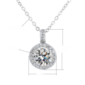 wholesale S925 Sterling Silver Cross-Border Exaggerated Large-Size 10ct Round Moissanite Pendant Necklace for Women, Collarbone Chain-0-12