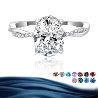 wholesale S925 Sterling Silver 2-Carat Oval Full Moissanite Ring for Women, High-End Silver Jewelry Accessories-Red US 5