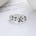 wholesale S925 Sterling Silver Retro Vintage Korean Style Geometric Floral Open Adjustable Ring for Women-0-1