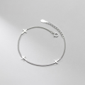 wholesale S925 Sterling Silver Korean-style Fashion Minimalist Three Smooth Cross Bracelet Fresh and Elegant Accessory S4496-0-1
