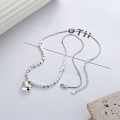 wholesale S925 Sterling Silver Ins Small Square 3D Heart Pendant Trendy Snake Chain Necklace-0-1