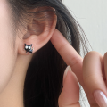wholesale S925 Sterling Silver Korean Style Minimalist Fashion Black Cat Stud Earrings Summer Fresh Student Ear Jewelry M00657-0-1