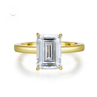 wholesale S925 Silver New High Carbon Diamond Emerald Cut 7*10 Rectangle-R356 White Diamond Electric Gold No. 6