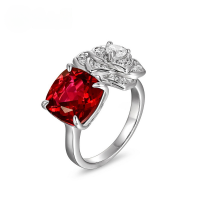 wholesale S925 Sterling Silver Plated Cultivated Ruby Ring, Light Luxury European-American Style Simulated Rose Index Finger Ring for Wholesale-Cultivated Sapphire US#7