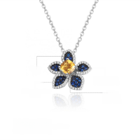 wholesale Designer-style S925 silver natural crystal pendant with 1ct floral motif and topaz gemstone necklace-Natural citrine necklace