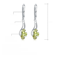 wholesale S925 Sterling Silver Natural Peridot Earrings with Fashionable Design, Set with Natural Gemstones-Natural peridot 925 silver