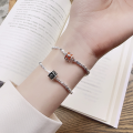 wholesale S925 Sterling Silver European and American Cross-Border Minimalist Small Broken Silver Patchwork Floral Print Drip Glue Bracelet-0-3