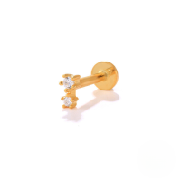 wholesale S925 Sterling Silver 16g Flat Head Threaded Cartilage Ear Piercing Stud, Trendy And Popular In Europe And America, A Stylish Ins Ear Bone Piercing-Single gold-style 16