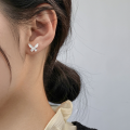wholesale S925 Sterling Silver Adorable Sweet Girly Elegant Petite Striped Butterfly Stud Earrings M05854-0-1