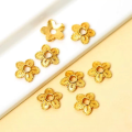wholesale Gold-plated Silver Antique Flower Bead Cap, S925 Sterling Silver Gold-plated 9mm Spacer, Vintage Gold Components for DIY Bracelet Bead-0-3