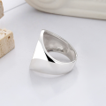wholesale S925 Silver Geometric Wide Brushed Oval Open Ring Trendy Fashion Euro-American Punk Style Ring-0-2