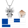 wholesale Pure silver creative domineering kirin dragon head hip-hop penguin pendant exaggerated full diamond mixed color hiphop unisex necklace-0-6
