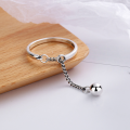 wholesale S925 Sterling Silver Fashion Creative and Unique Chain-Connected Small Sphere Pendant with Adjustable Tassel Ring-0-1