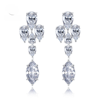 wholesale S925 Silver New Exquisite Inlaid 8*16 Marquise Earrings European Minimalist Design Earrings-E202 White Diamond >925 Silver