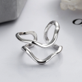 wholesale S925 Sterling Silver Irregular Double-Layer Hollow Open Ring, Ins Trendy Hip-Hop Ring for Women-0-2