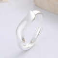 wholesale S925 Sterling Silver Korean Style Minimalist Ins Geometric Irregular Wave-shaped Trendy Open Ring-0-0