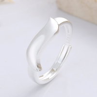 wholesale S925 Sterling Silver Korean Style Minimalist Ins Geometric Irregular Wave-shaped Trendy Open Ring-DJ1223/approx. 2.9g &gt; opening adjustable
