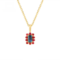 wholesale 14K Gold Japanese Ins Style Luxury Jewelry Women's Natural Ruby and Topaz Color Block Pendant Necklace-0-1