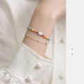 wholesale S925 Sterling Silver Rainbow Heart Smiley Bear Cloud Light Bead Bracelet Elastic Cord Korean Style Colorful Bracelet S4740-0-2