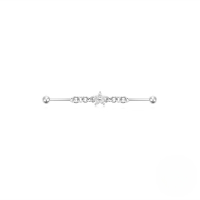 wholesale S925 Sterling Silver Industrial Piercing Chain Barbell Threaded Ear Cartilage Stud-Single platinum #4