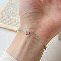 wholesale S925 Sterling Silver Korean-style Minimalist Luxury Adjustable Clasp Pink Zirconia Forest Fairy Versatile Silver Bracelet-0-2