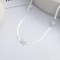 wholesale Metal S925 Sterling Silver European and American Cross-Border Bow Personalized Temperament Minimalist Ins Style Niche Design Snake Chain-YL551/approx. 4.9g 925 silver