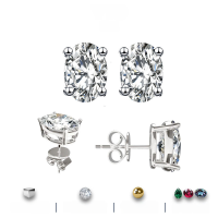 wholesale 925 Silver Stud Earrings D Color Moissanite Classic Four-Prong Oval Moissanite Studs Elegant Simple Earrings Wholesale-Champagne A pair of 1 carat (50 points each)