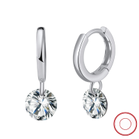 wholesale S925 sterling silver earrings with white zirconia pendant, lightweight and minimalist luxury women's earrings, factory direct-Platinum, 1.60g, >925 silver
